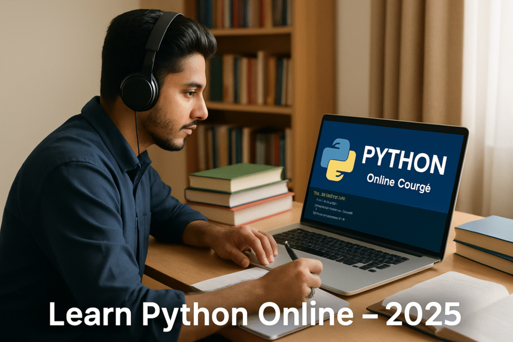 Pakistani student engaged in e-learning and online upskilling in 2025.