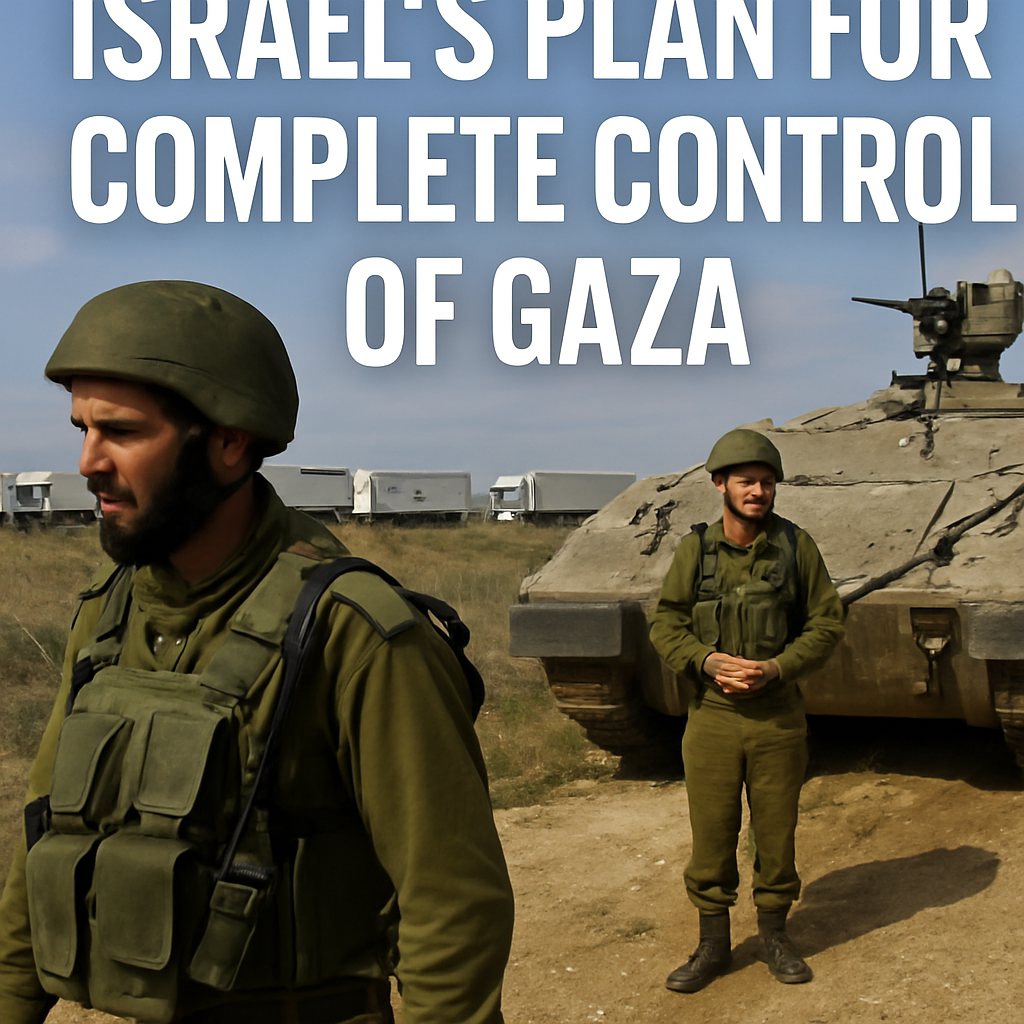 A realistic photo showing Israeli military forces stationed at a Gaza border checkpoint during the day, highlighting the ongoing Israel Gaza control operation.