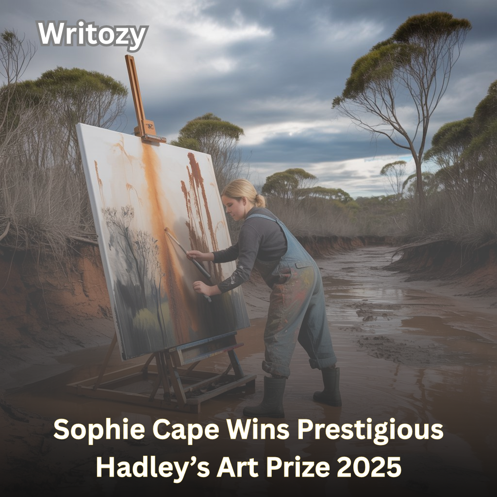 Sophie Cape Hadleys Art Prize 2025 winning artwork highlights her powerful landscape painting and artistic achievement.